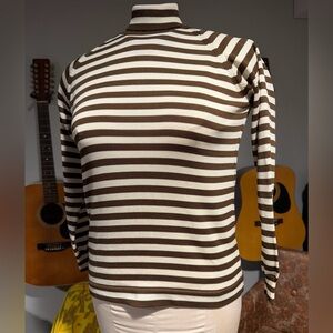 Vintage 1970’s Striped Brown and Cream turtleneck top